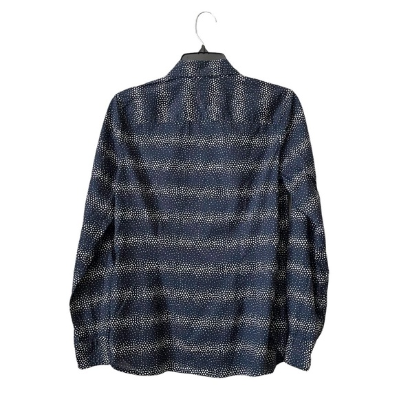 Tommy Hilfiger Shirt Women's Size S Navy Blue Polka Dot Long Sleeve Button Down - Picture 3 of 6